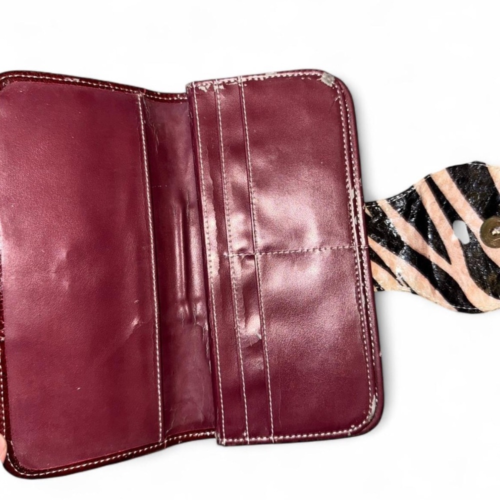 Red Croc Embossed Wallet With Zebra Accent - image 2